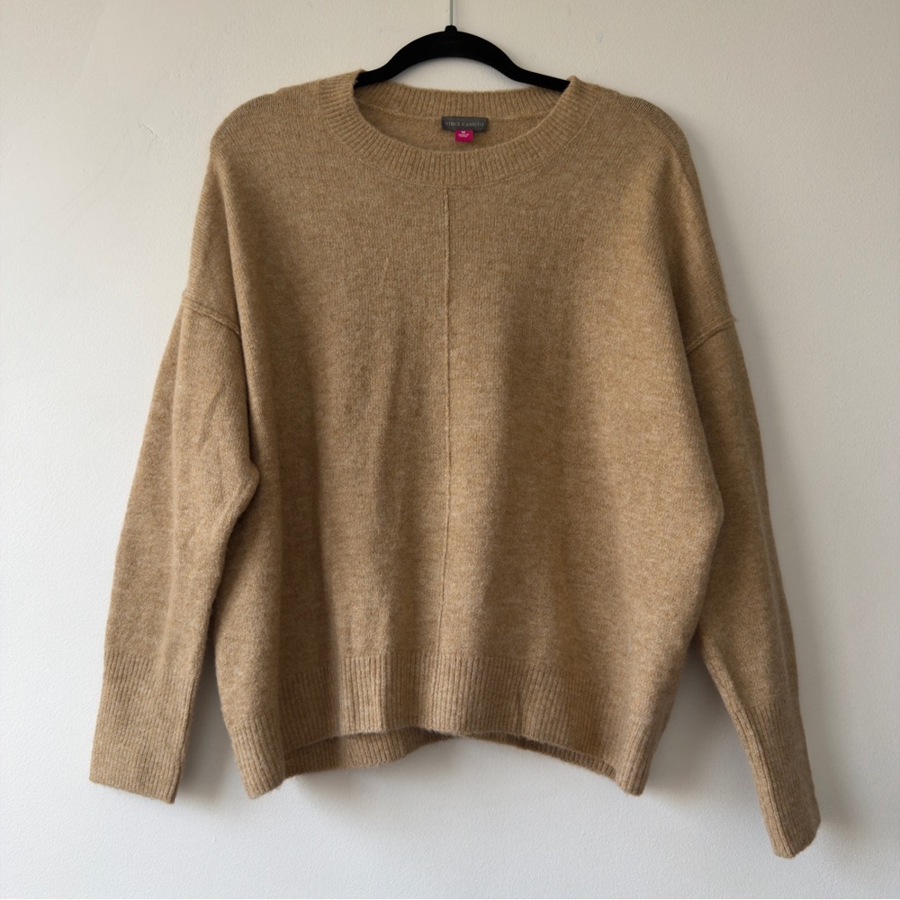 Cozy Camel Knit Crewneck Sweater Vince Camuto